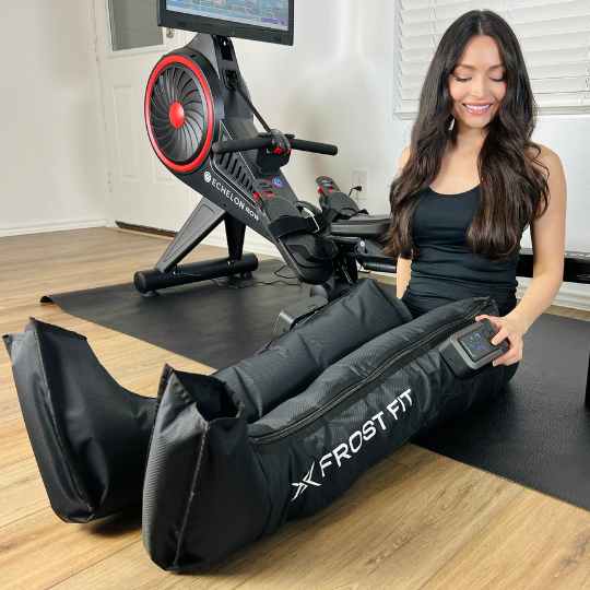 Athlete using wireless compression boots